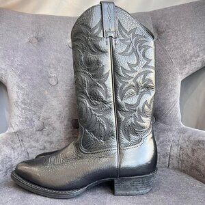 Ariat Heritage R Toe Western Cowboy Boots – Black Deertan Leather Men’s Size 9D